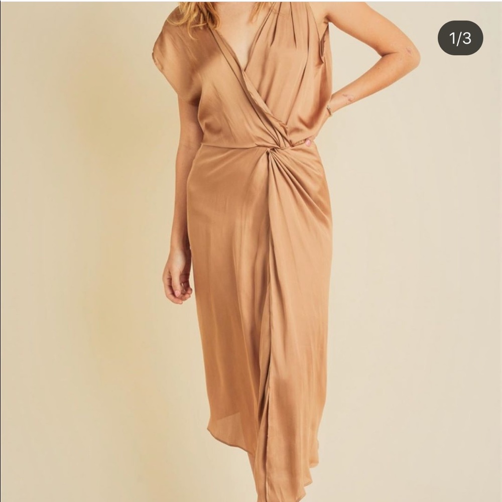 Gold satin dress